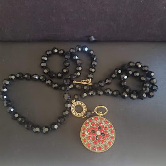 Heidi Daus About Time Pocket Watch Necklace Swarovski Crystals‎ Gold Tone NWOT - Picture 4 of 12